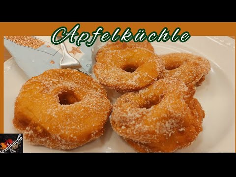 Apfelküchle, schnell gemacht. Die gebackenen Apfelringe schmecken wie bei Oma. Einfach und lecker.