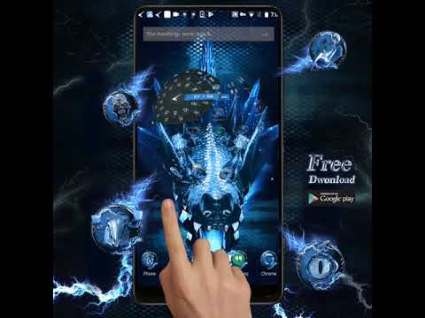 3D blue fire ice dragon Thunder theme Video