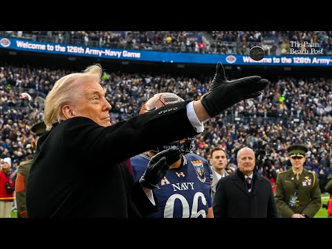 2025 Army-Navy game: Donald Trump performs coin toss, watches flyover & national anthem with troops