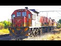 Long Train Of Wagons With Load Of Agricultural Gypsum From KLAWER 4x Diesels Railways South Africa