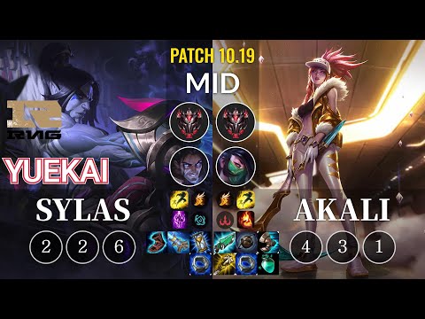 RNG yuekai Sylas vs Akali Mid - KR Patch 10.19
