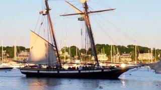 preview picture of video 'Lynx Tall Ship Returns to Marblehead Harbor - Sailing'