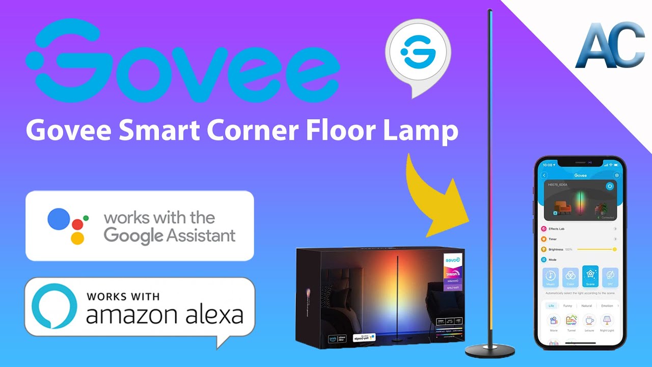 Govee RGBIC Smart Corner Floor Lamp | Design sottile e minimalista per occupare pochissimo spazio