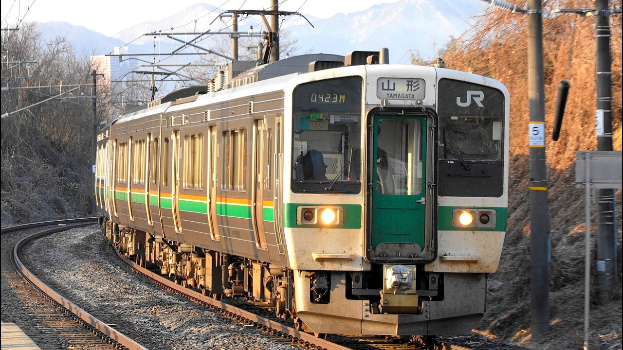 【4K60P】JR山形線719系5000番台(MT61内扇)(サイリスタ位相制御)到着・発車シーン集+乗車動画(走行音) 2026.3