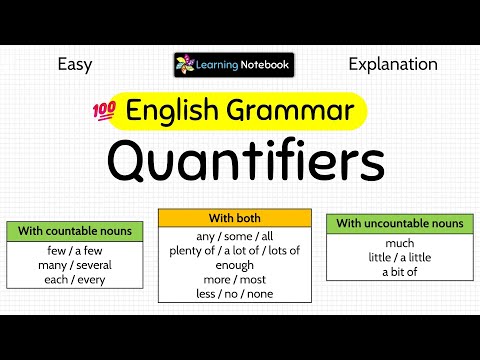 Quantifiers in English Grammar | Quantifiers Determiners | Much Many Few Some Little Any A Few