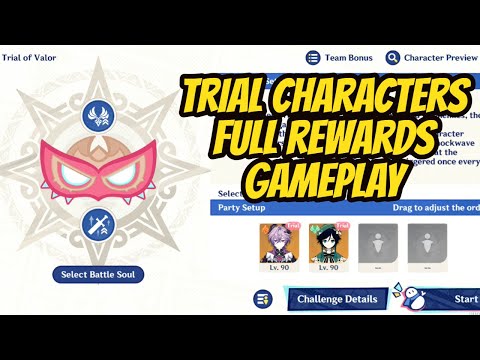 Trial of Valor Full Rewards Gameplay Using Trial Characters Only In Genshin Impact On Mobile