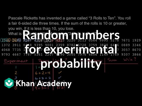 Random Numbers For Experimental Probability Video Khan Academy