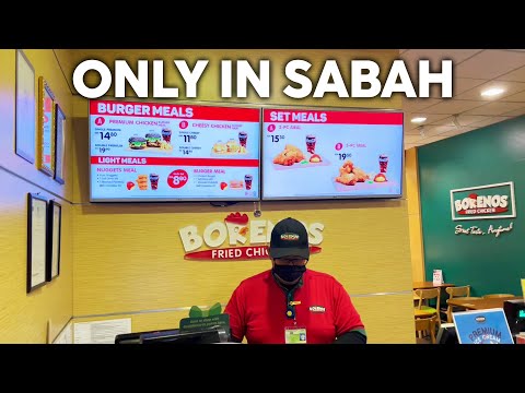 FAST FOOD FEITO EM SABAH - Borenos Fried Chicken! MELHOR FAST FOOD EM BORNEO!! Kalah KFC & McD
