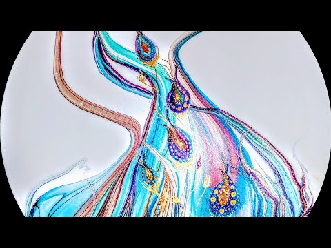 'Paisley' Beautiful Swipe With Painted Embellishments #fluidart #acrylicpouring #abstractart #tlp