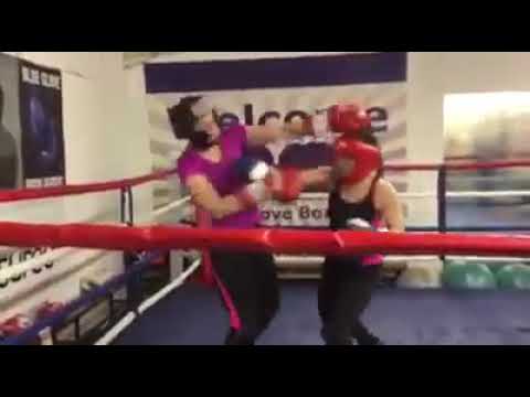 Sparring with Michelle Chadwick.