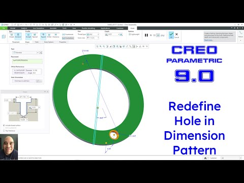 Creo Parametric 9.0 - Redefine Hole in Dimension Pattern