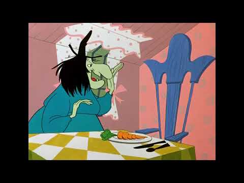 Classic Cartoon Bugs Bunny and Witch Hazel in Bewitched Bunny