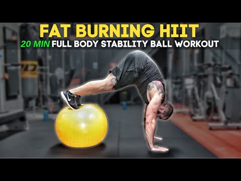 20 Min  Full Body Stability Ball Workout at home (Fat Burning HIIT)