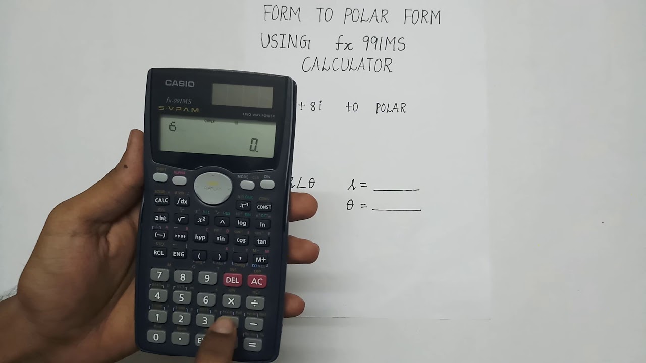 Rectangular to Polar form in fx-991MS calculator
