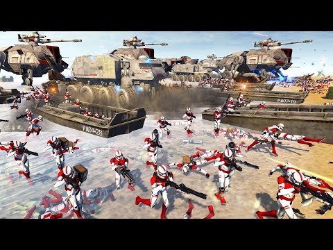 Most Insane Clone Wars D-DAY Invasion EVER! - Men of War: Star Wars Mod Battle Simulator