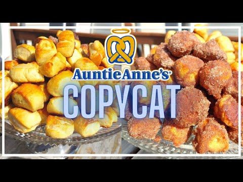 COPYCAT Auntie Anne's Pretzel Bites || Auntie Anne's Pretzels Recipe || Cinnamon Sugar & Original