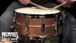 Video thumbnail for Ludwig 14 x 6.5 CopperPhonic Raw Patina Snare Drum (LC663-ZED032133) by Memphis Drum Shop