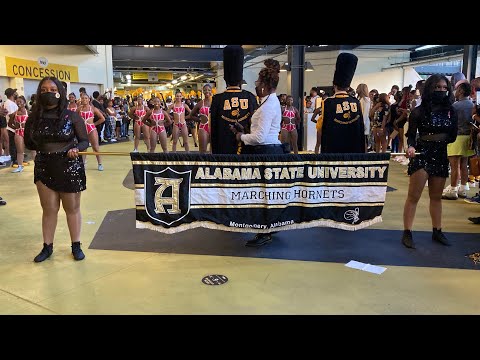 Alabama State University Mighty Marching Hornets Band Ft ASU Stingettes Marching Out Stadium vs UAPB