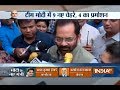 Mukhtar Abbas Naqvi speaks to media after taking oath as cabinet minister