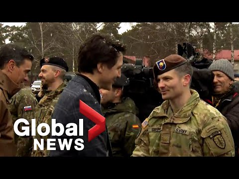 Russia-Ukraine conflict: Trudeau meets with NATO troops in Latvia