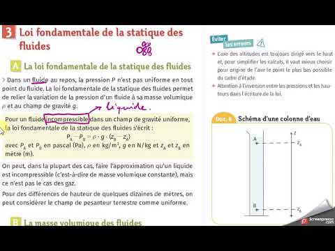 1SpePC CO7 description d'un fluide au repos