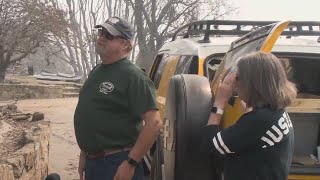 Fresno Sheriff's Office escort Auberry owners to see destroyed homes