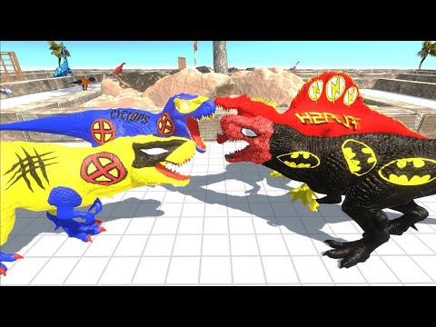 X-MEN T-REX TEAM vs BATSPIDERMAN T-REX DEATH RUN - Animal Revolt Battle Simulator
