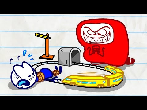 Pencilmate Takes On A Train -in- “Train Damage” Pencilmation Cartoons!