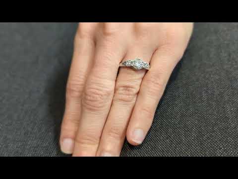 Vintage moissanite engagement ring 14k white gold diamond Art deco wedding Vintage Filigree Ring