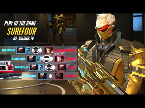 Surefour Nano Soldier 76 - POTG! [ Overwatch Season 29 Top 500 ]