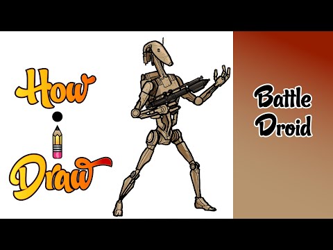How I Draw a BATTLE DROID from STAR WARS | ** how to draw a battle droid topper art lesson **