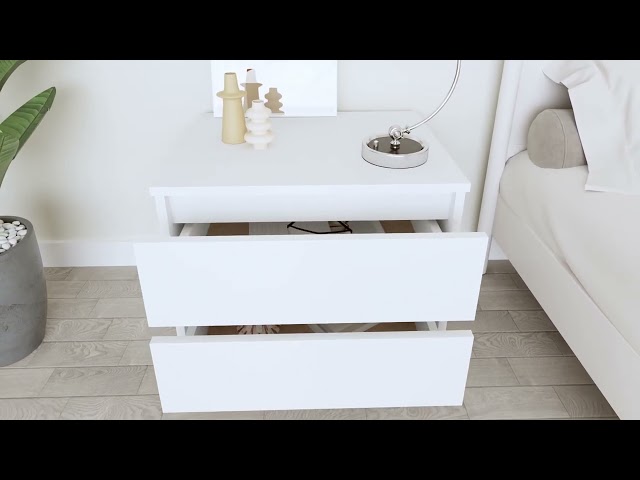 Video teaser per 806193 vidaXL Bed Cabinet White 50x39x43,5 cm Engineered Wood