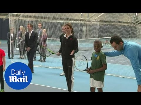 Kate shows off her skills during visit to National Tennis Centre - Daily Mail