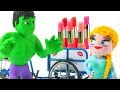 FROZEN ELSA NEW LIPSTICK Spiderman Hulk Frozen Elsa Play Doh Cartoons For Kids