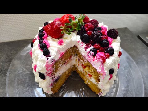 recette : merveilleux gâteau au fruits rouge !!