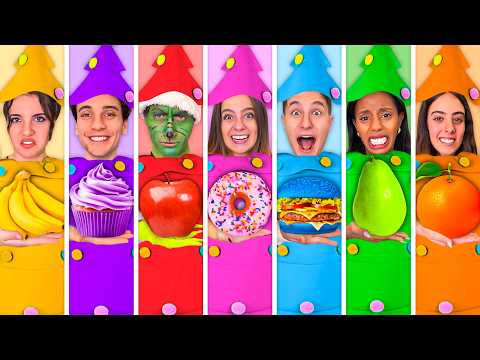 MANGIAMO SOLO CIBO DEL COLORE DEL NOSTRO ALBERO DI NATALE PER 24 ORE CHALLENGE!🎄