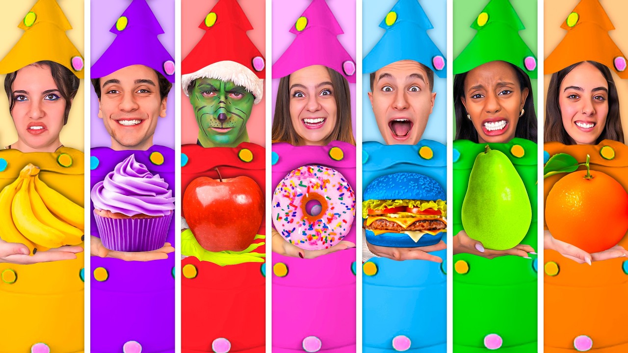 MANGIAMO SOLO CIBO DEL COLORE DEL NOSTRO ALBERO DI NATALE PER 24 ORE CHALLENGE!🎄