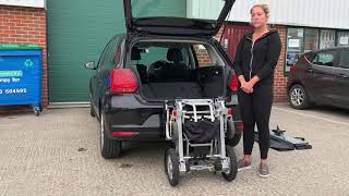 How to lift an electric folding wheelchair in a car.