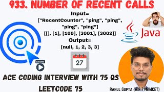 YouTube video '933. Number of Recent Calls | LeetCode | Solution in Hindi 🔥'