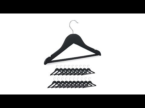 Set van 20 houten kinderkledinghangers zwart - zilver