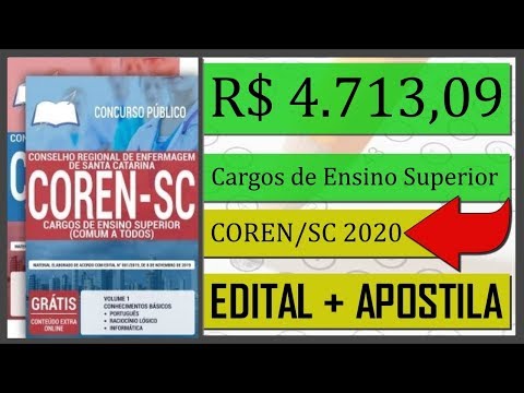Apostilas para Cargos de Ensino Superior - Edital Concurso Público COREN SC 2020