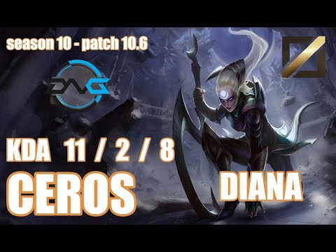 【韓国サーバー/D2】DFM CEROS ダイアナ(Diana) VS サイラス(Sylas) MID - Patch10.6 KR Ranked【LoL】