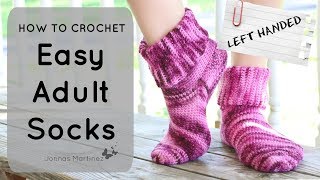 LEFT HANDED: HOW TO CROCHET EASY ADULT SOCKS