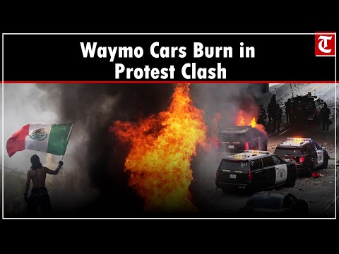 Waymo Cars Torched as Anti-ICE Protest Escalates Into Violent Clash With Police and National Guard