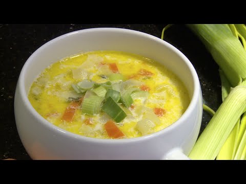 شوربة الكراث بالكريمة بالفيديو