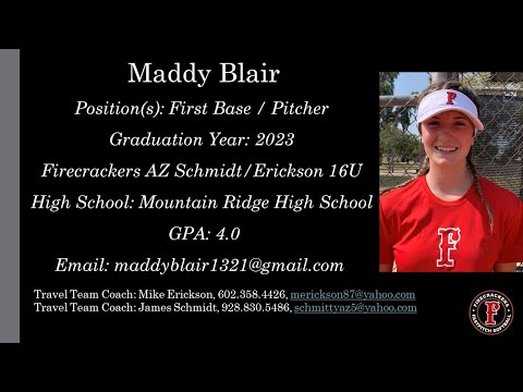 Maddy Blair Softball Skills Video - 2023 1B Pitcher