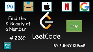 YouTube video 'Find the K-Beauty of a Number | 2269 LeetCode | Strings | Maths | Leetcode Biweekly Contest 78'