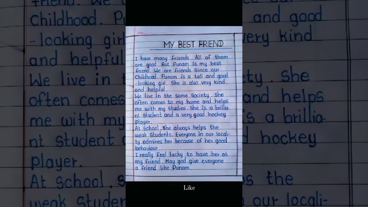 my best friend essay || handwriting || improve handwriting || learn creative handwriting ||