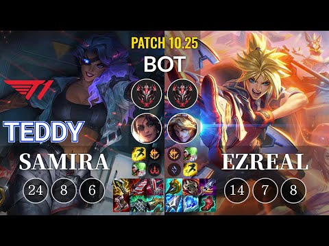 T1 Teddy Samira vs Ezreal Bot - KR Patch 10.25
