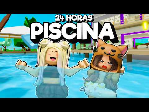 24 HOURS at the Brookhaven Roblox POOL with Mandarina